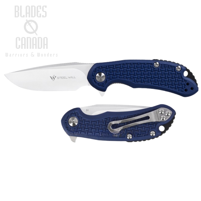 Steel Will Mini Cutjack Flipper Folding Knife, D2 Steel, FRN Blue, C22M-1BL